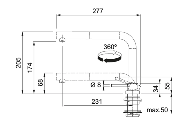 Franke Active Window оптика стали выдвижной шланг смеситель