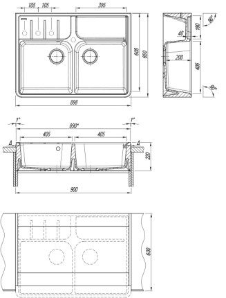 Florentina Вилладжио жасмин мойка накладная