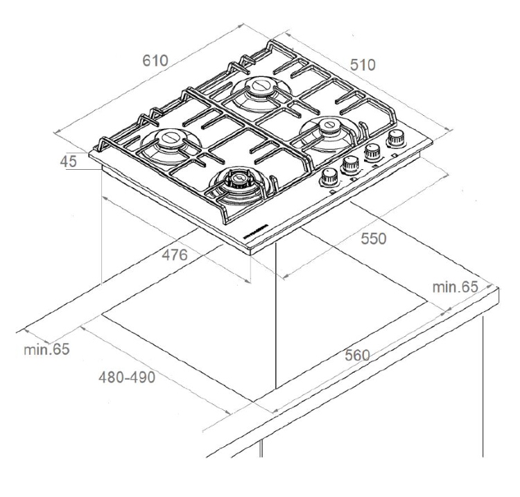 Kuppersberg FS 601 W Silver газовая варочная поверхность