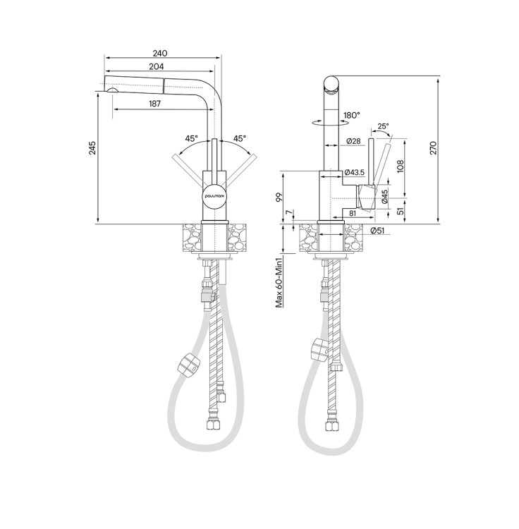 Paulmark KASSEL никель смеситель