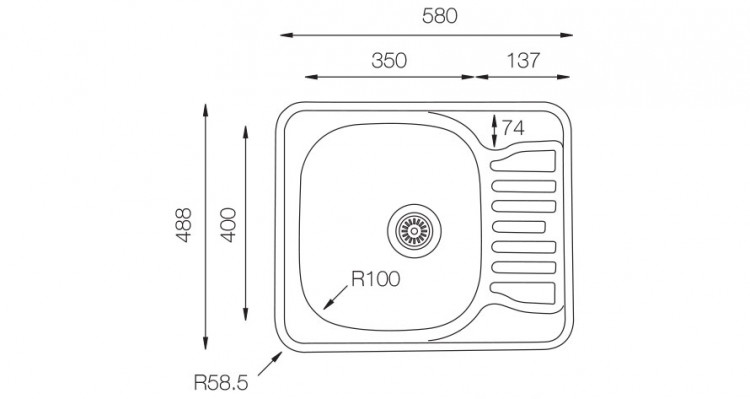 TopZero COL580.488.GT8K кухонная мойка