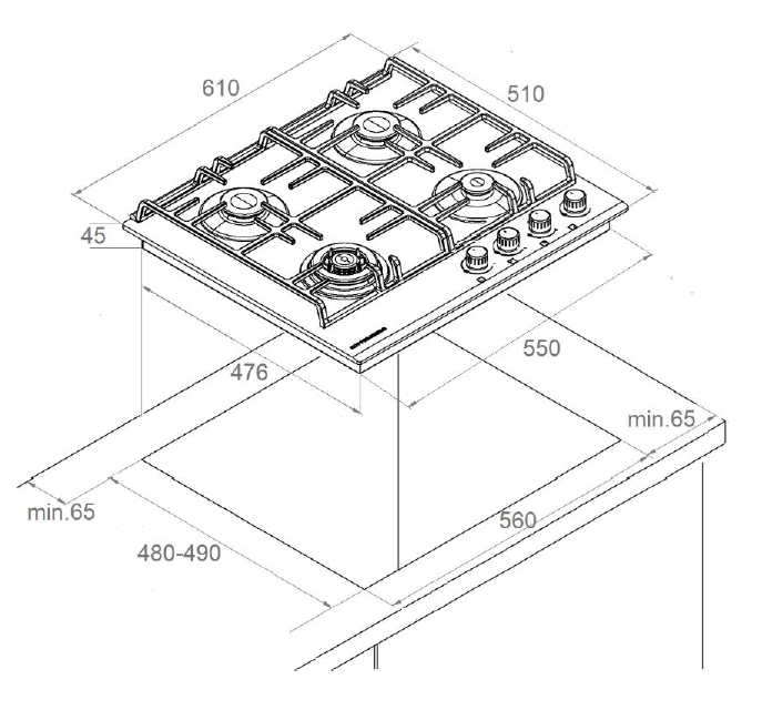 Kuppersberg FS 603 W Silver газовая варочная поверхность