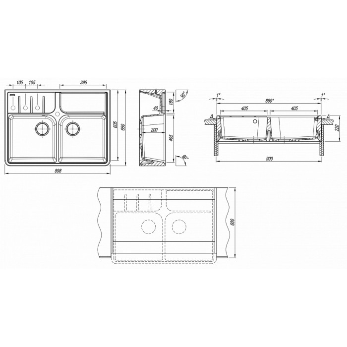 Florentina Вилладжио песочный мойка накладная