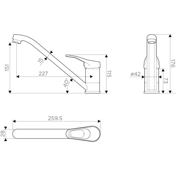 Omoikiri Kado-WH/латунь/гранит/белый смеситель