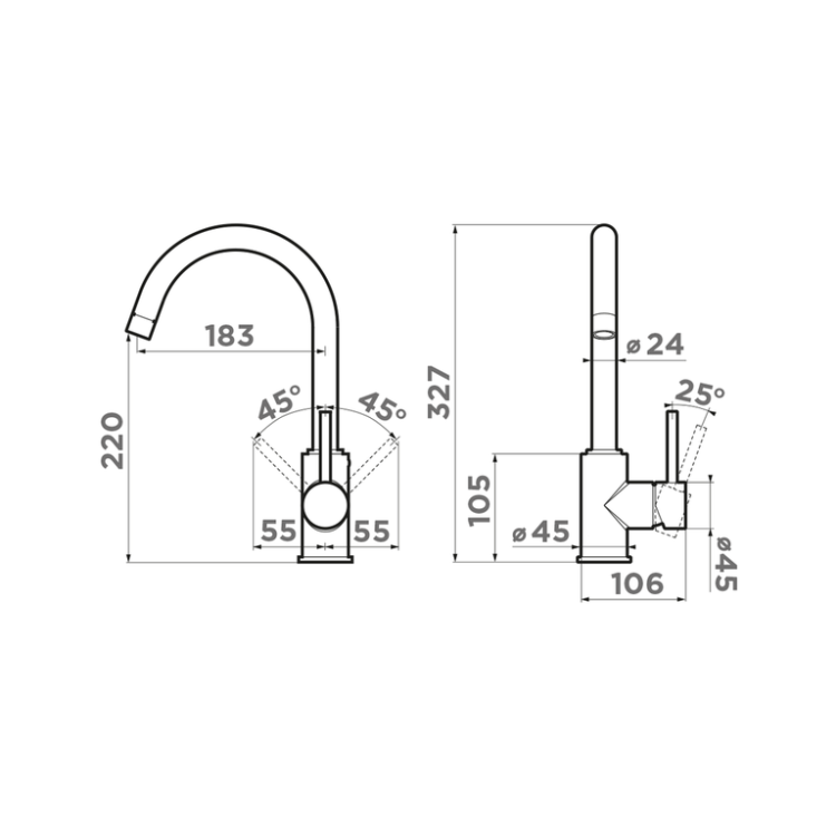 Omoikiri Shinagawa-P-GR латунь/leningrad grey смеситель