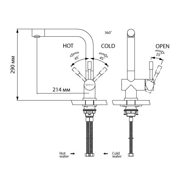 Omoikiri Koriyama нерж сталь/нерж сталь OKO-IN-35 смеситель