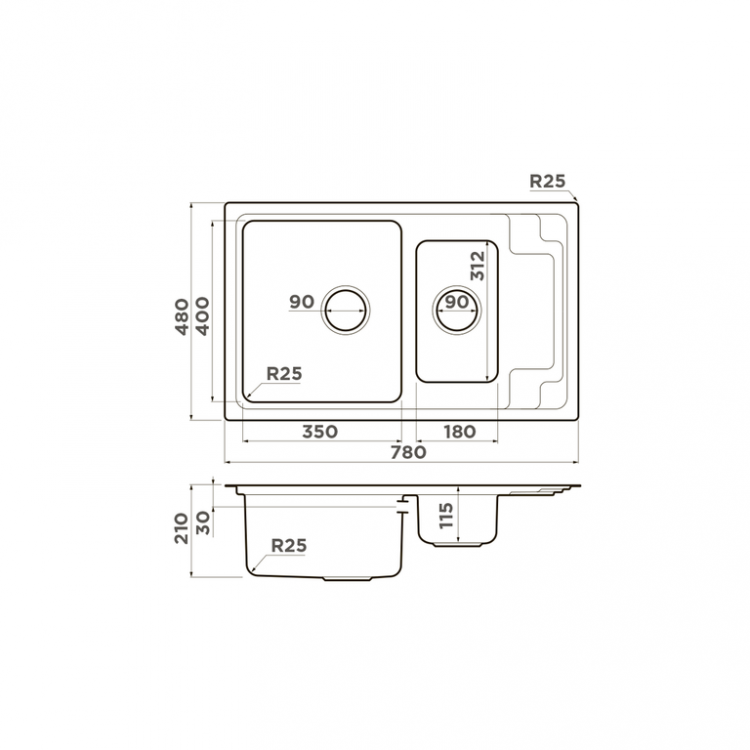 Omoikiri Mizu 78-2-IN универсальная оборачиваемая чаша мойка
