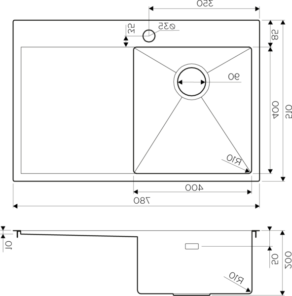 Omoikiri AKISAME 78-IN-R нерж.сталь/нержавеющая сталь мойка