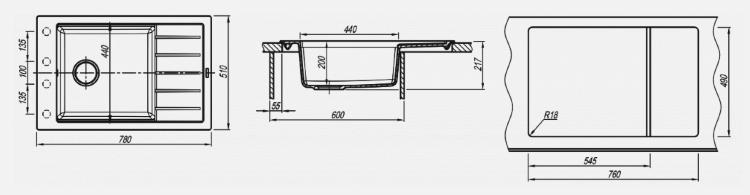 Florentina ЛИПСИ-780 P жасмин мойка накладная