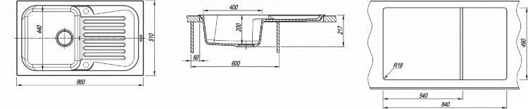 Florentina АРОНА-860 грей мойка накладная