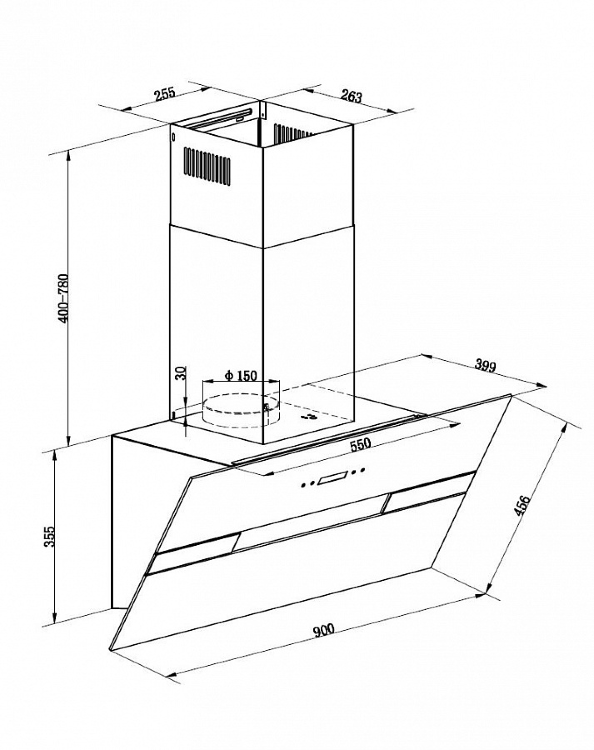 Maunfeld MERSEY 90 WHITE Glass WHITE вытяжка
