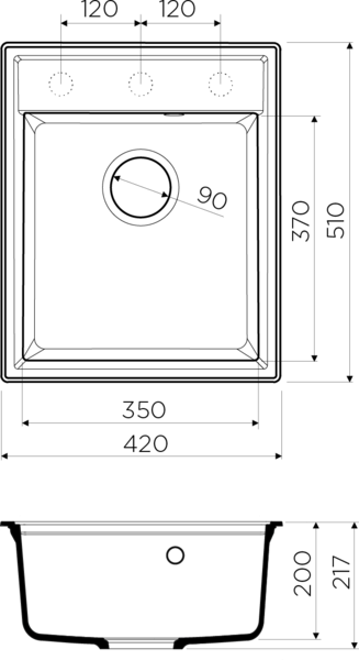 Omoikiri Daisen 42-BE Artgranit/Ваниль мойка