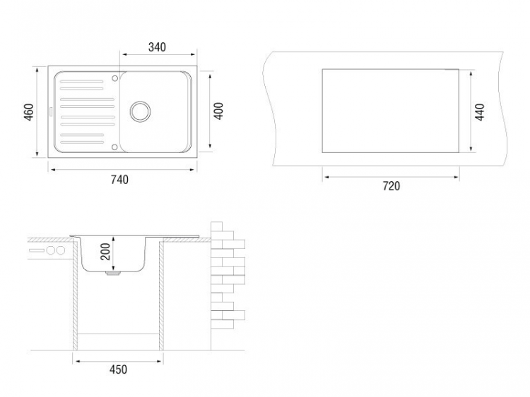 TopZero Sophia 740.460-47 Smoke мойка гранит