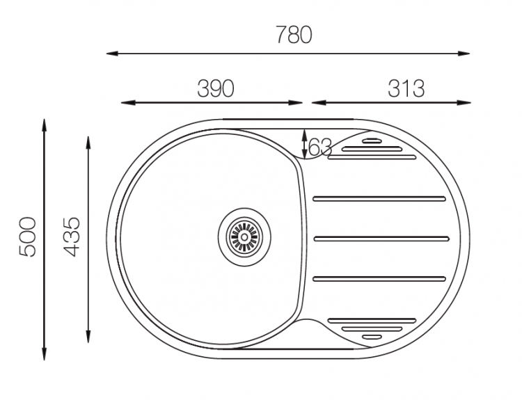 TopZero ELL780.500.GT8K мойка врезная
