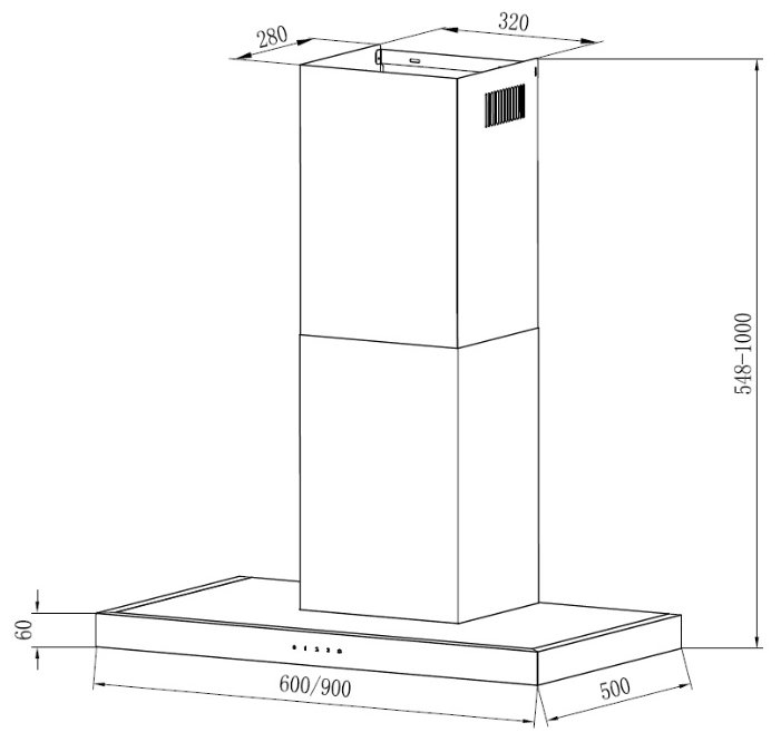Krona steel RUT 600 inox 3P-S вытяжка