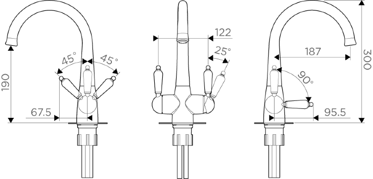 Omoikiri Okinawa-2-AB латунь/античная латунь смеситель