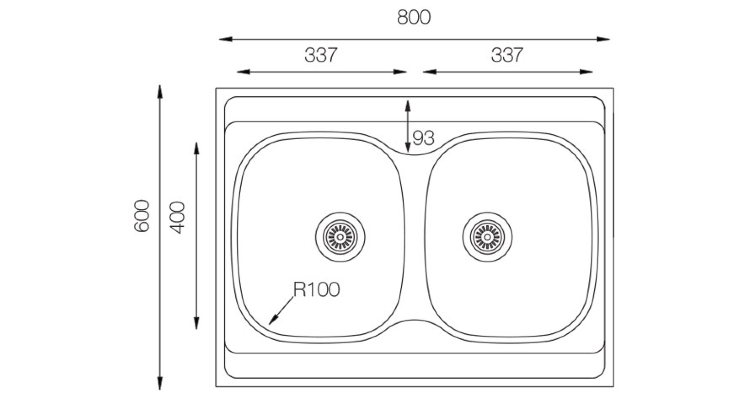 TopZero STM800.600.20 мойка накладная нержавеющая сталь
