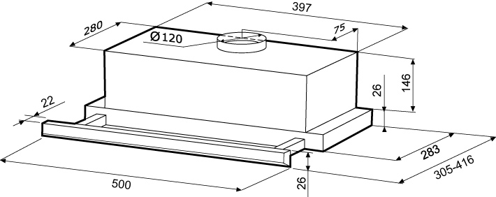 Krona steel KAMILLA slim 500 white вытяжка кухонная