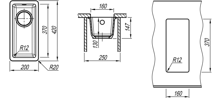 Florentina Вега 160 cерый шёлк мойка
