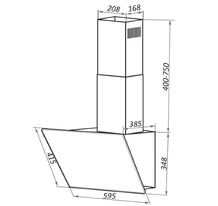 Maunfeld EAGLE 60 Glass Black вытяжка наклонная