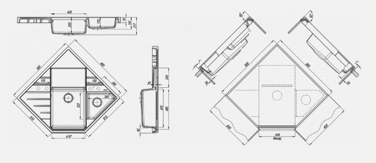 Florentina Бомбей бежевый мойка накладная