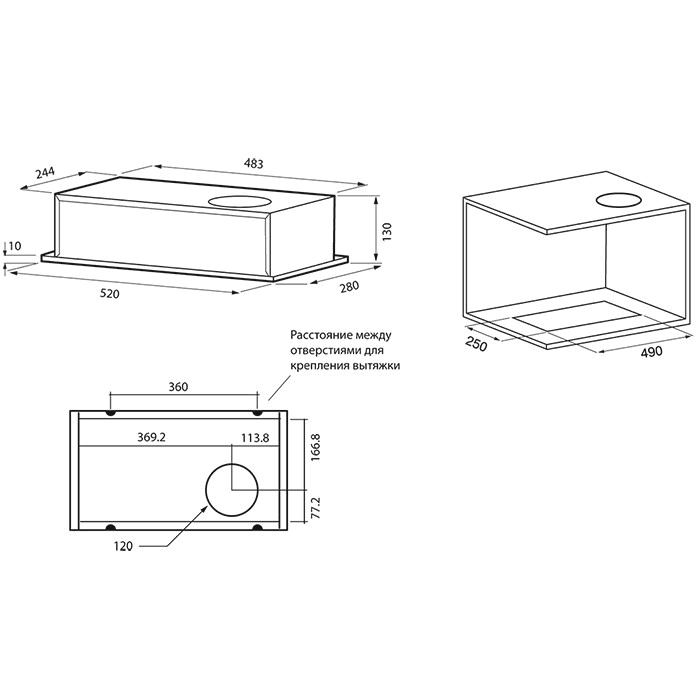 Krona steel SELINA 600 black PB вытяжка кухонная