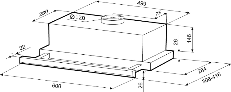 Krona steel KAMILLA slim 600 ivory (2 мотора) вытяжка кухонная