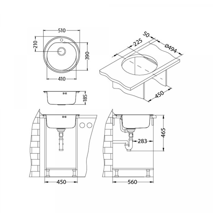 Alveus FORM 30 NAT-90 FI 510X185 1X кухонная мойка