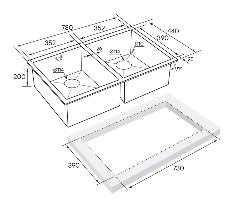 Paulmark GERBERG 78 / 2 UNI брашированное золото мойка
