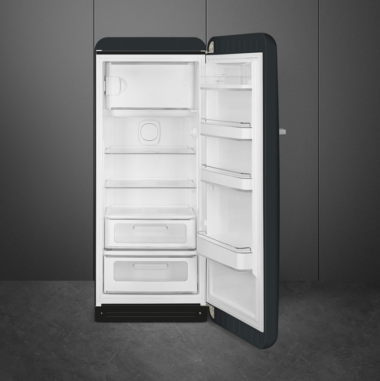 Smeg FAB28RDBLV5 отдельностоящий однодверный холодильник черный вельвет