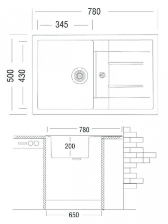 TopZero Susanna 780.500-47 Smoke мойка гранит