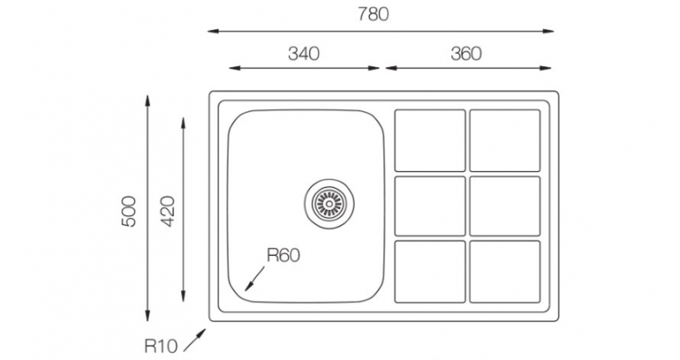 TopZero LTL780.500.GT8K нержавеющая сталь полированная мойка
