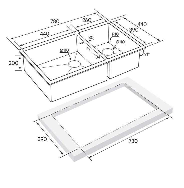 Paulmark GERBERG 78 / 2S UNI брашированная нерж.сталь мойка