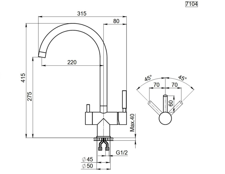 Granula KS-7104 черный матовый смеситель