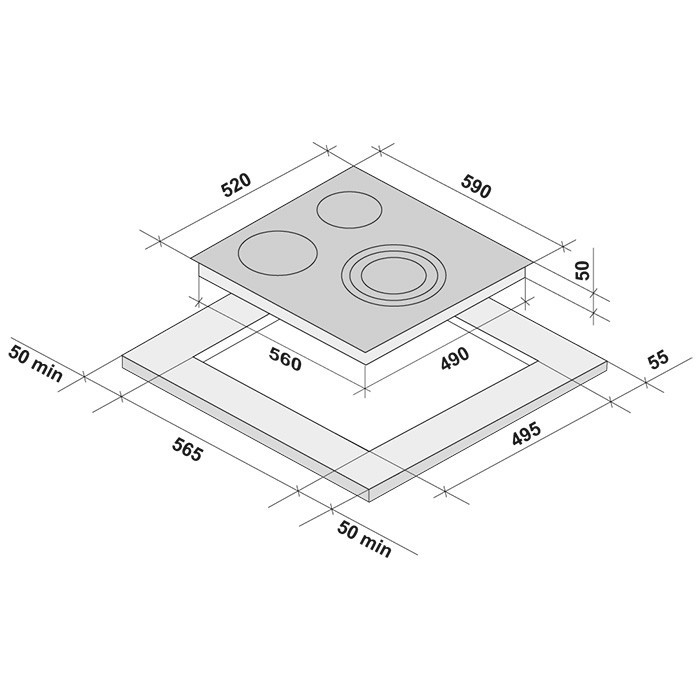 Krona steel TERZO 60 BL электрическая варочная поверхность