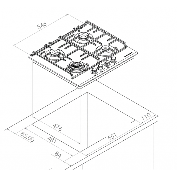 Kuppersberg FQ 63 W газовая варочная поверхность