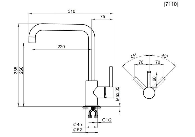 Granula KS-7110 сталь сатин смеситель