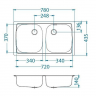 Alveus BASIC 160 NAT-90 780X435 2X кухонная мойка