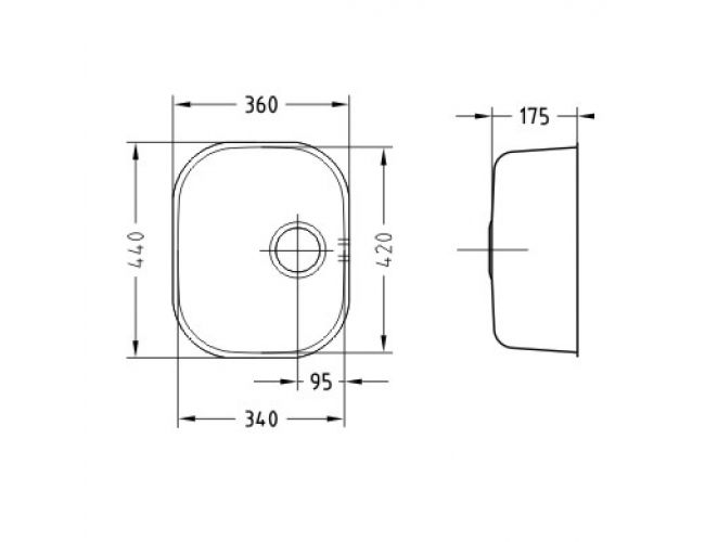Alveus VARIANT 20 SAT-90 420X340X175 слив вдоль длинной стороны кухонная мойка
