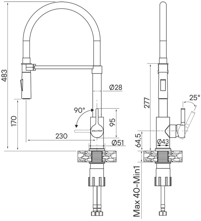 Paulmark HALT белый матовый  смеситель
