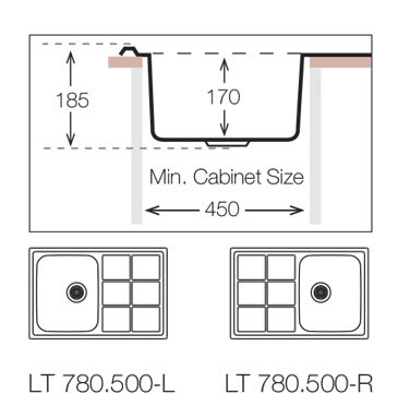 TopZero LTP780.500.GT8K нержавеющая сталь полированная мойка