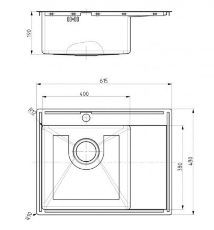 Alveus Quarto 20 BRS-90 615х480 кухонная мойка