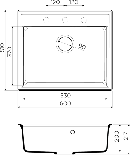 Omoikiri Daisen 60-PA Artgranit/пастила мойка