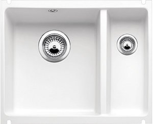 Blanco SUBLINE 350/150-U (514529) глянцевый белый c клапаном-автоматом мойка