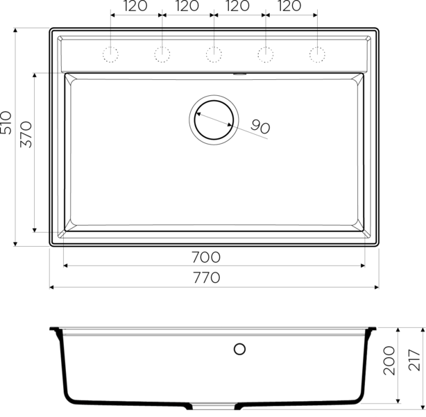Omoikiri Daisen 77-BE Artgranit/ваниль мойка
