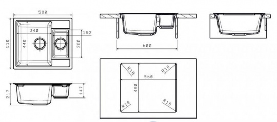 Florentina Липси-620К грей мойка