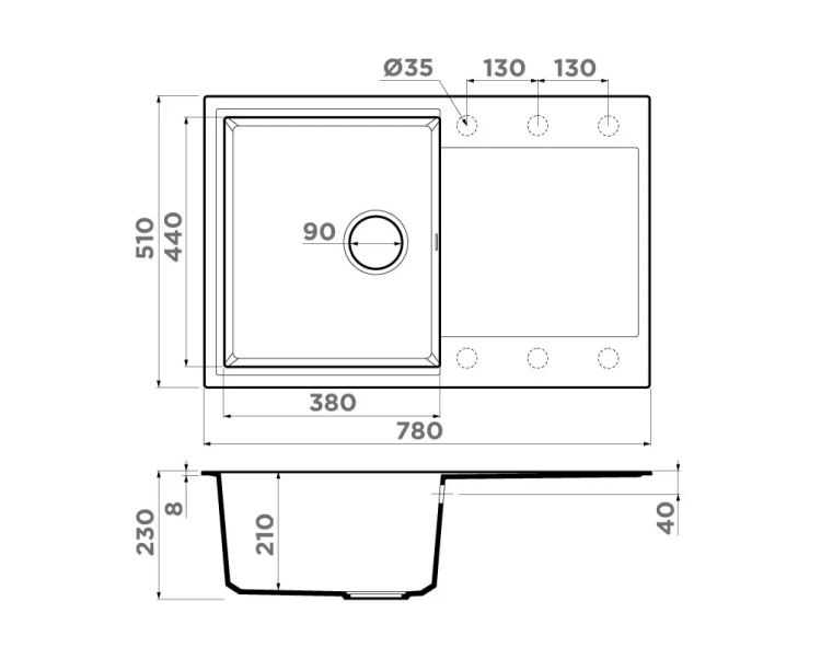 Omoikiri Daisen 78T-BE Tetogranit/ваниль мойка