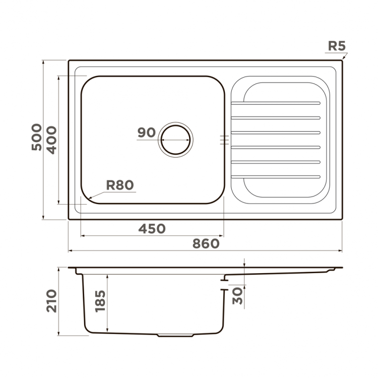 Omoikiri Haruna 86-IN нерж.сталь/нержавеющая сталь мойка