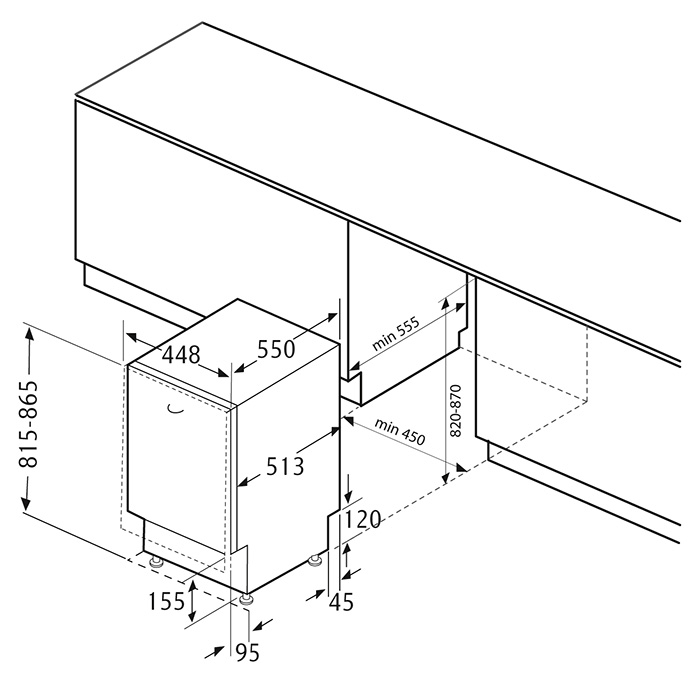 Krona steel DELIA 45 BI полновстраиваемая посудомоечная машина