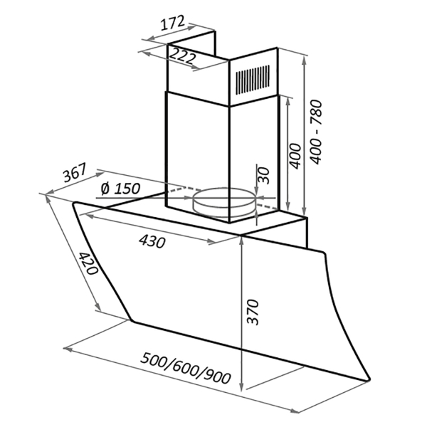 Maunfeld SKY STAR CHEF 90 Glass White вытяжка наклонная